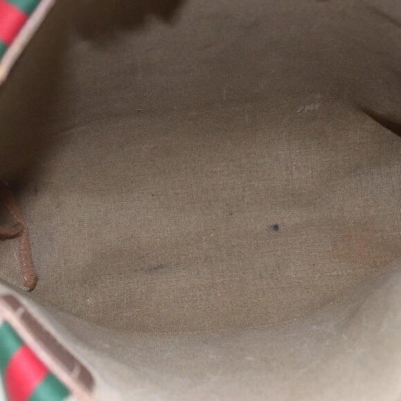 GUCCI GG Supreme Web Sherry Line Tote Bag PVC Beige Red 89 02 003 Auth 145657 - Picture 13 of 16